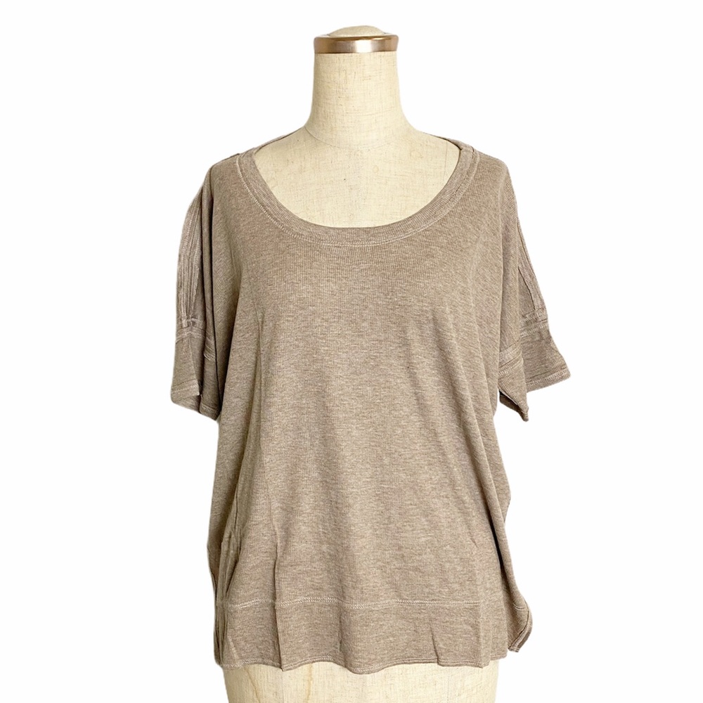 Anthropologie Bordeaux oversized ribbed tee